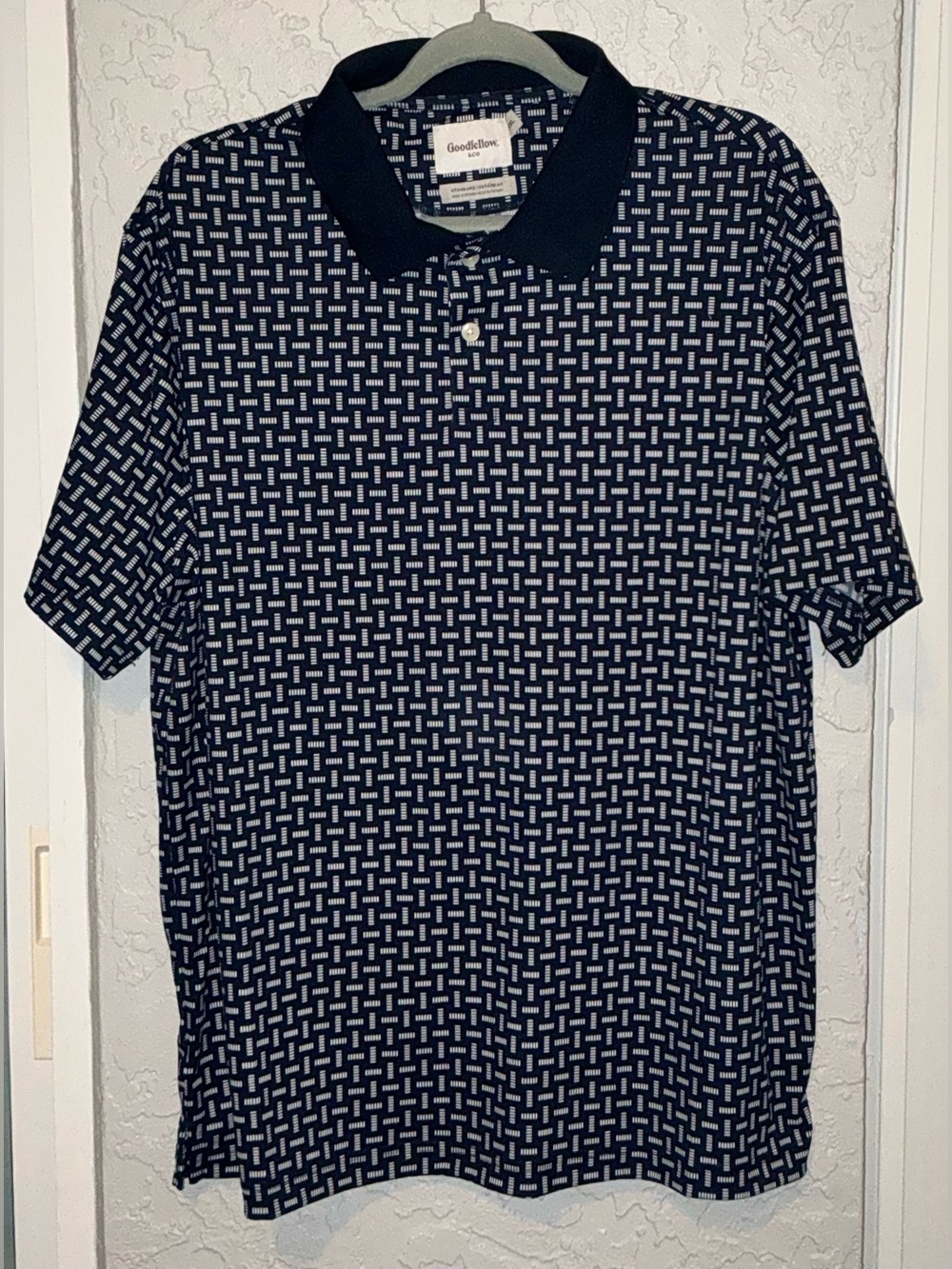 Goodfellow & Co Navy and White Geometric-Print Polo (NWT)